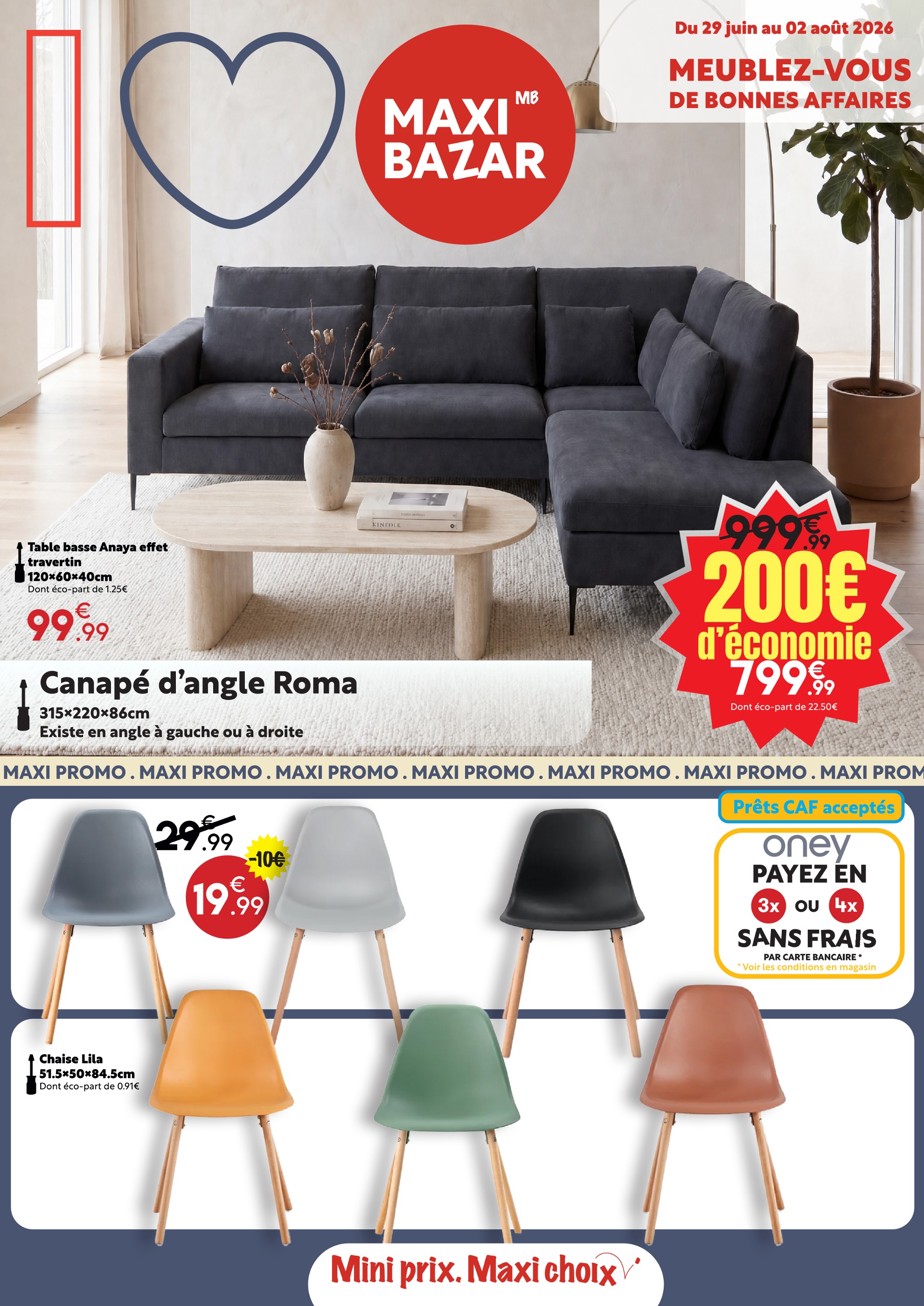 Prospectus Maxi Bazar à Lagnieu: "MEUBLEZ-VOUS DE BONNES AFFAIRES", 16} pages, 29/06/2026 - 02/08/2026
